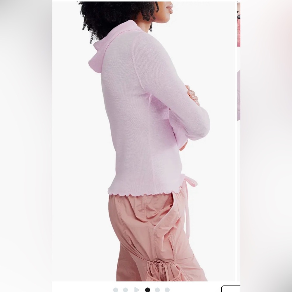 Free People Breath Easy Layer Hooded Top Size Large NWT